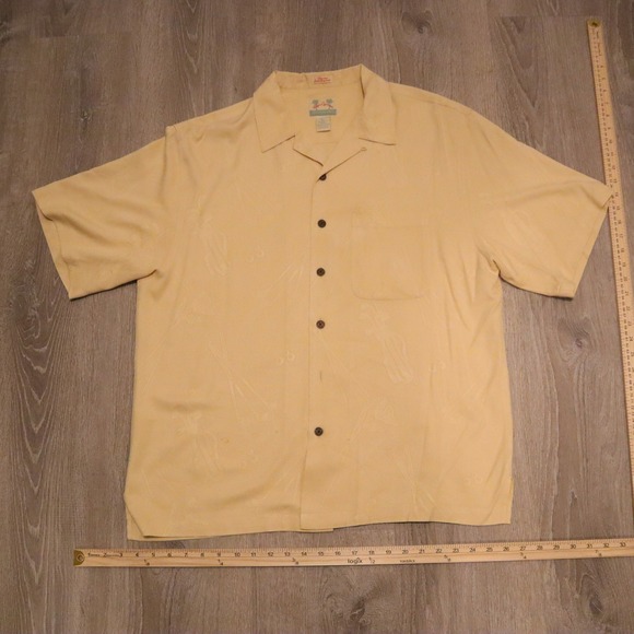 Reyn Spooner Mens Silk Hawaiian Shirt Golf Motif Short Sleeve Button Down L - Picture 3 of 6